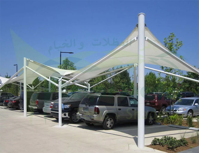 Pyramid bottom support car parking shades