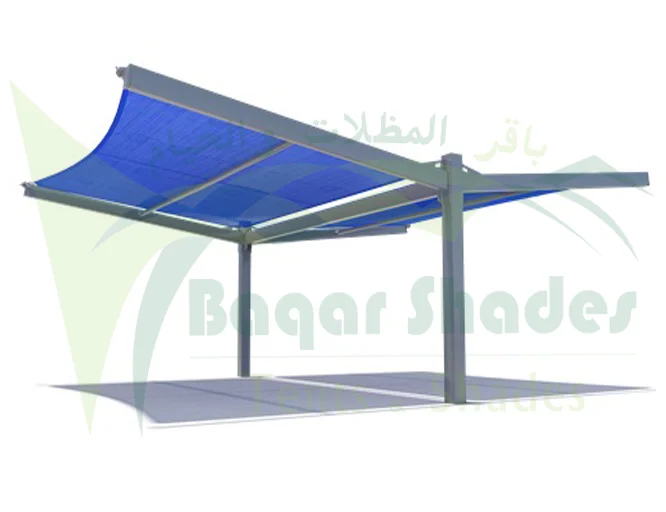 Slanted Cantilever Wing Cabled Parking Shades