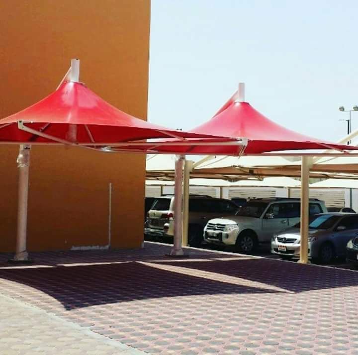 Conical Double Pole Car Parking Shades